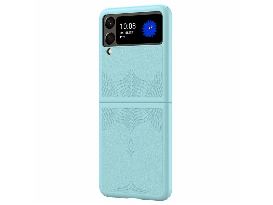 Capa para Samsung Galaxy Z Flip 4 5G Pele Sintética Anti-Riscos Azul