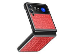 Capa para Samsung Galaxy Z Flip 3 5G Pele Sintética Vermelho