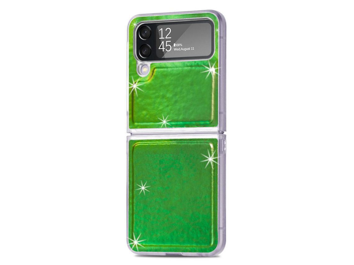 Capa para Samsung Galaxy Z Flip 4 5G Pele Sintética Verde