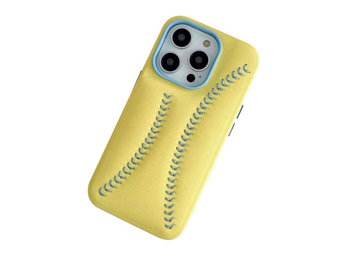 Capa para iPhone 13 Pro Max Pele Sintética Amarelo