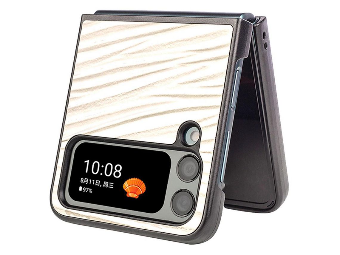 Capa para Samsung Galaxy Z Flip 4 5G Pele Sintética Branco
