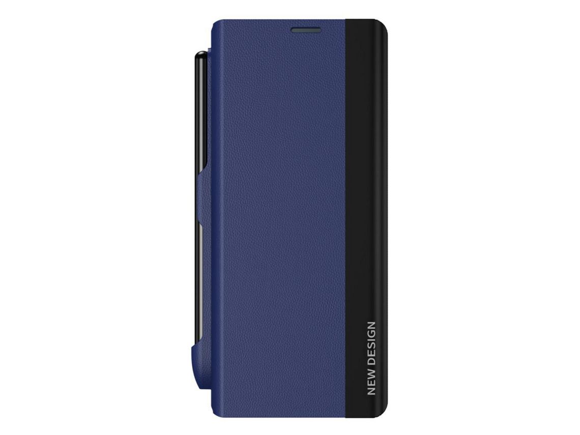 Capa para Samsung Galaxy Z Fold 4 5G Pele Sintética Anti-Choque Azul