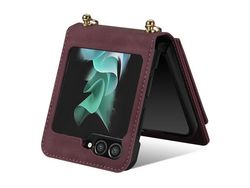 Capa para Samsung Galaxy Z Flip 5 5G com Porta-Cartões Vermelho