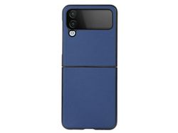 Capa para Samsung Galaxy Z Flip 4 5G Pele Sintética Anti-Choque Azul