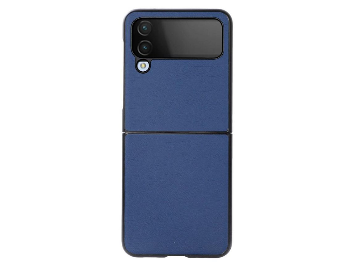 Capa para Samsung Galaxy Z Flip 4 5G Pele Sintética Anti-Choque Azul