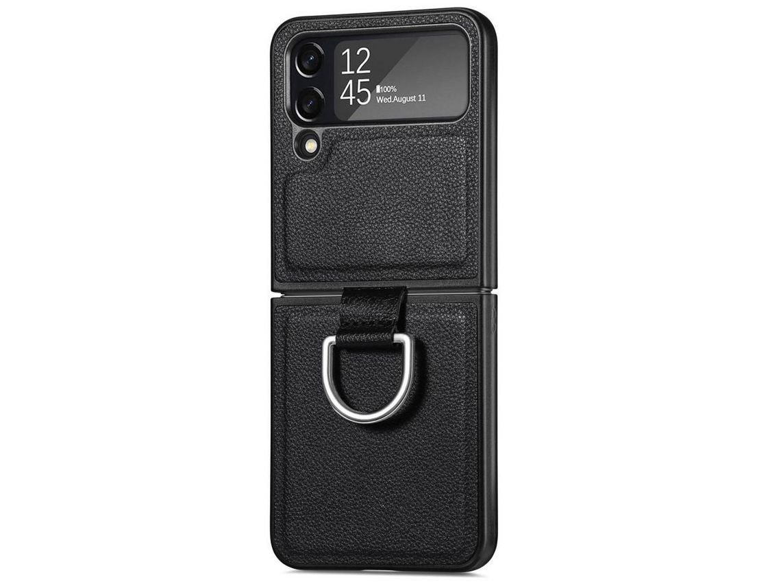 Capa para Samsung Galaxy Z Flip 4 5G Pele Sintética Preto