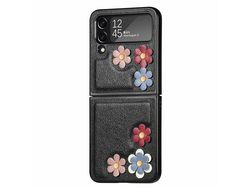 Capa para Samsung Galaxy Z Flip 4 5G Pele Sintética Preto