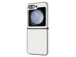 Capa para Samsung Galaxy Z Flip 5 5G Pele Sintética Anti-Riscos Branco