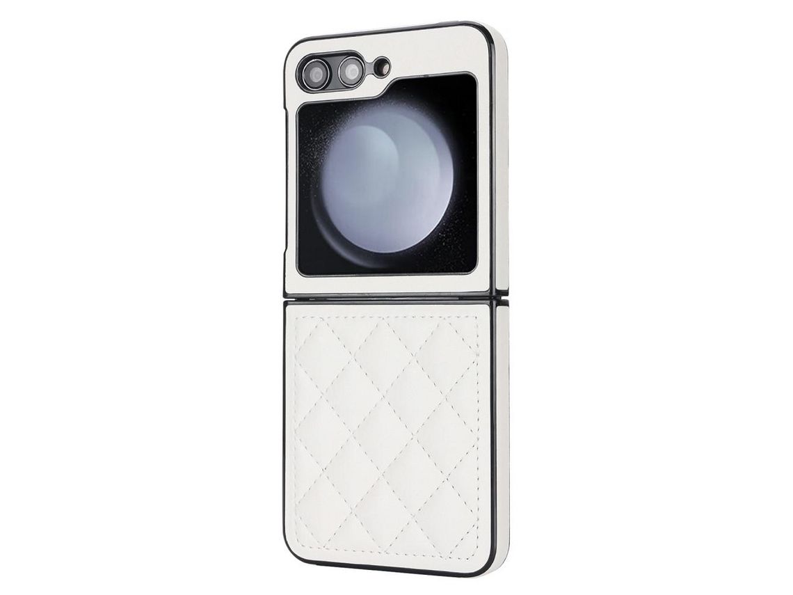 Capa para Samsung Galaxy Z Flip 5 5G Pele Sintética Anti-Riscos Branco