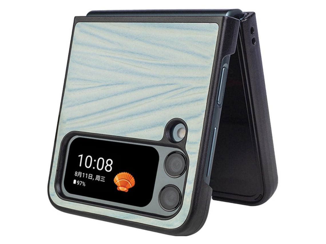 Capa para Samsung Galaxy Z Flip 4 5G Pele Sintética Azul
