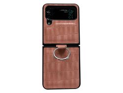 Capa para Samsung Galaxy Z Flip 4 5G Pele Sintética Rosa