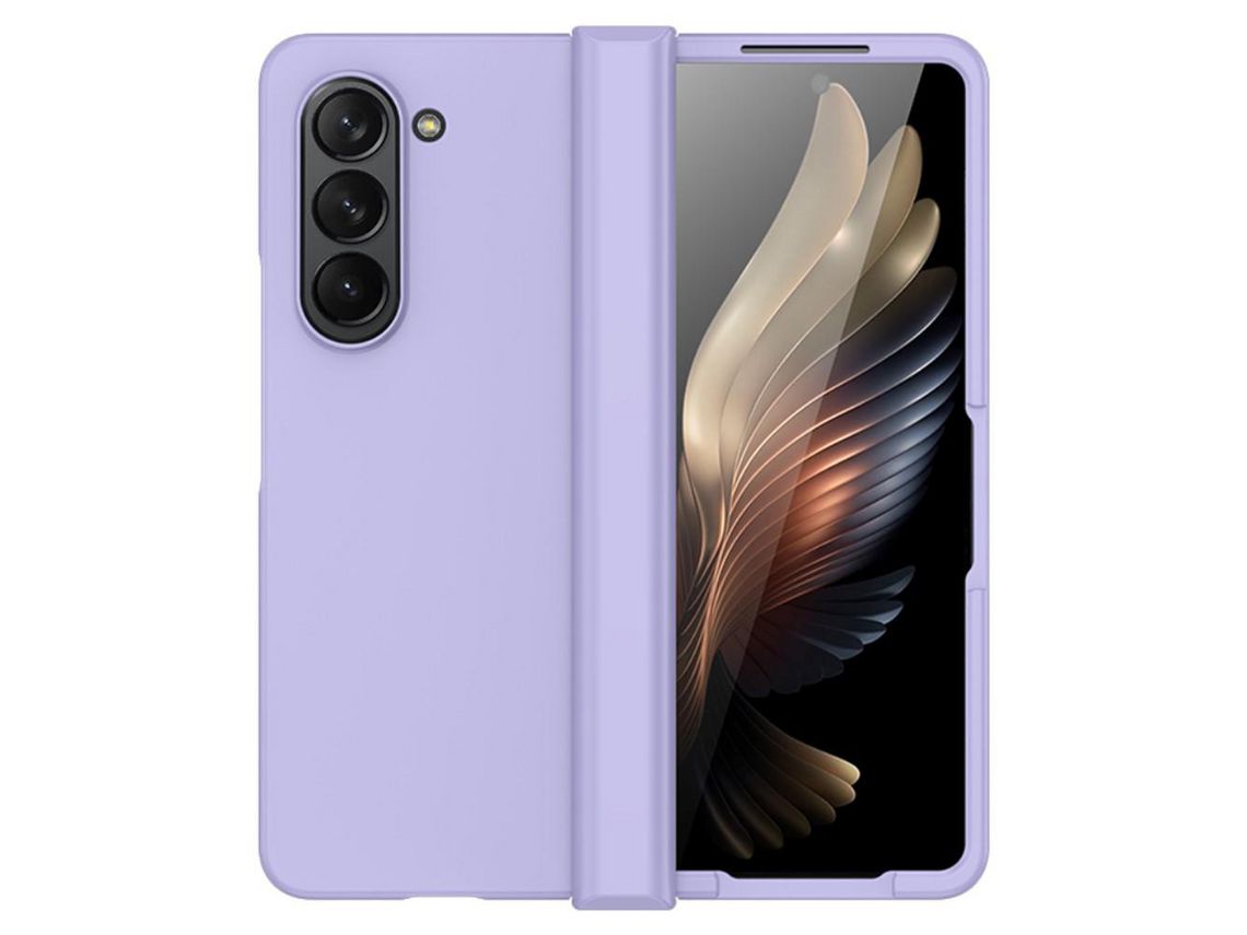 Capa para Samsung Galaxy Z Fold 5 5G Pele Sintética Anti-Choque Roxo