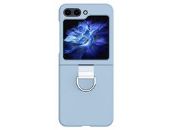 Capa para Samsung Galaxy Z Flip 5 5G Pele Sintética Azul