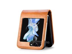 Capa para Samsung Galaxy Z Flip 5 5G Pele Sintética Castanho