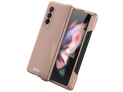 Capa para Samsung Galaxy Z Fold 3 5G GKK Pele Sintética Magnética Dourado