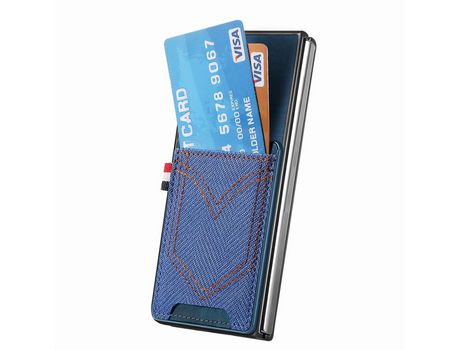 Capa para Samsung Galaxy Z Fold 5 5G JUNSUNMAY com Porta-Cartões Azul