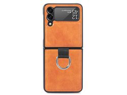 Capa para Samsung Galaxy Z Flip 3 5G Pele Sintética Anti-Riscos Laranja