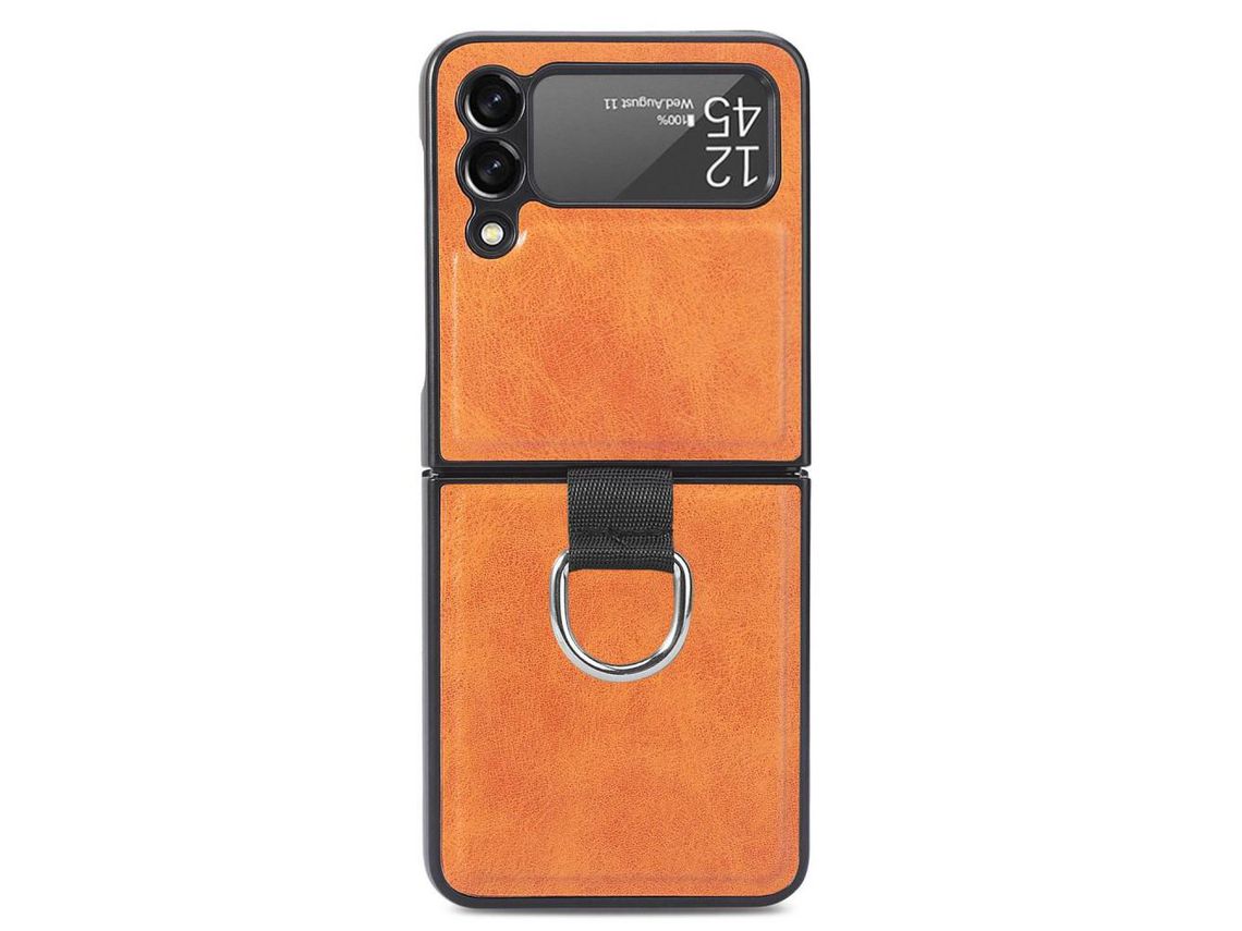 Capa para Samsung Galaxy Z Flip 3 5G Pele Sintética Anti-Riscos Laranja