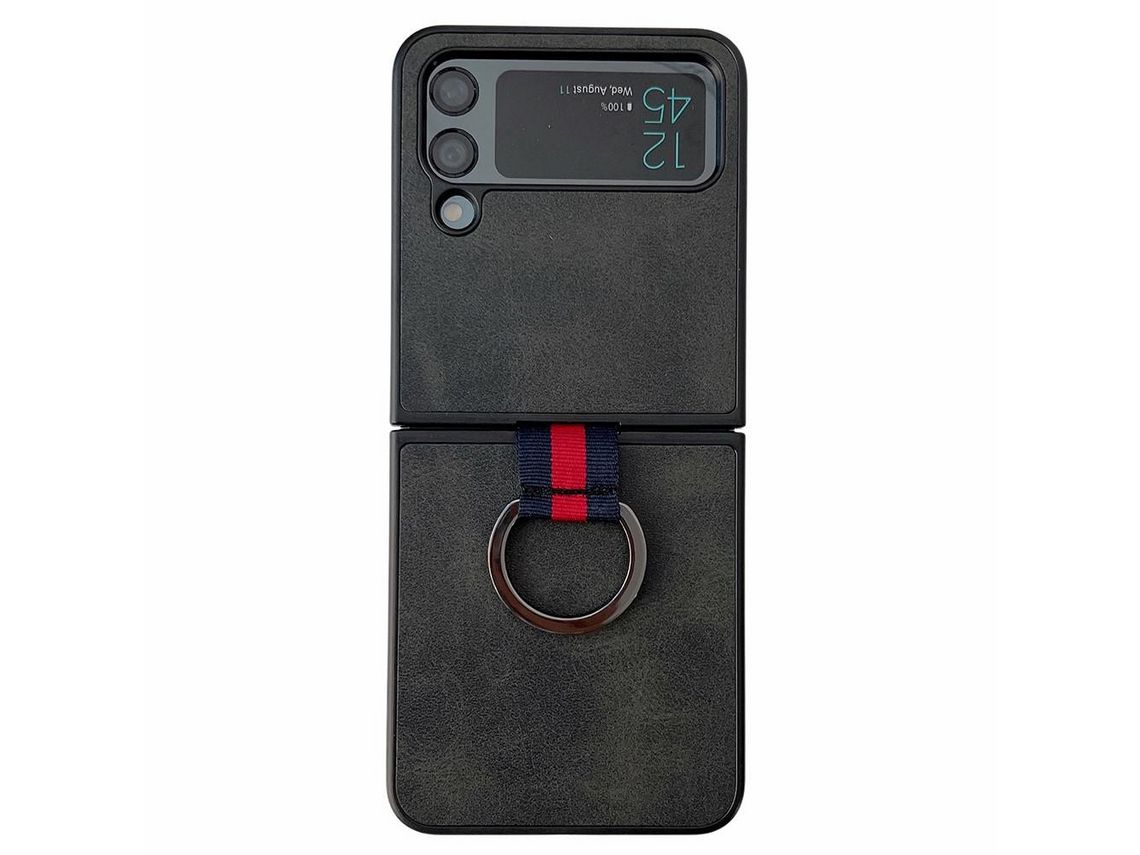Capa para Samsung Galaxy Z Flip 4 5G Pele Sintética Preto