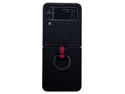 Capa para Samsung Galaxy Z Flip 4 5G Pele Sintética Preto