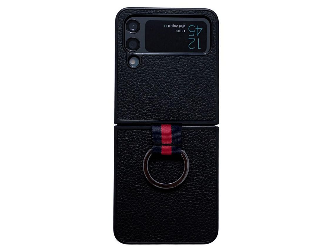 Capa para Samsung Galaxy Z Flip 4 5G Pele Sintética Preto