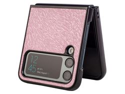 Capa para Samsung Galaxy Z Flip 4 5G Pele Sintética Rosa