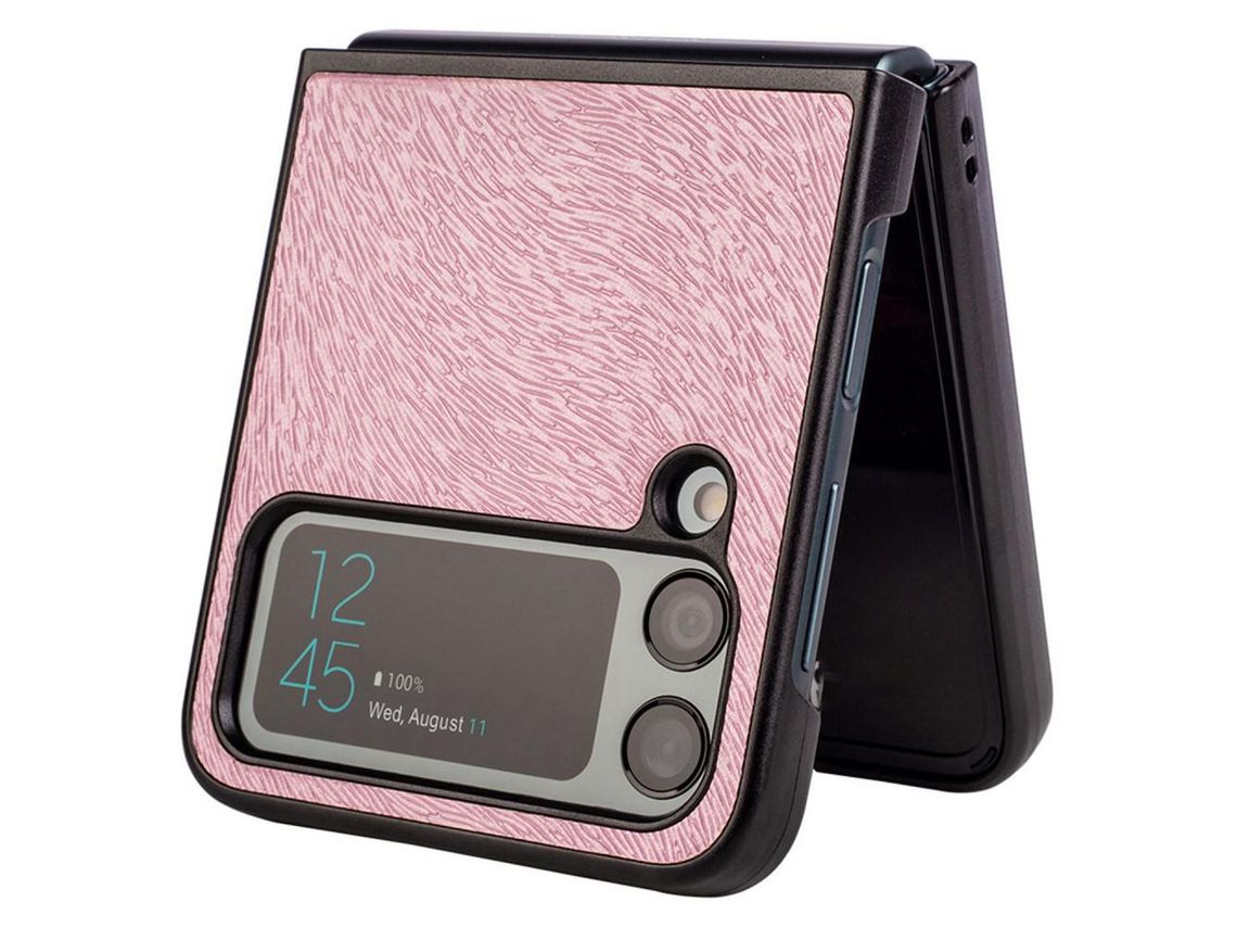 Capa para Samsung Galaxy Z Flip 4 5G Pele Sintética Rosa