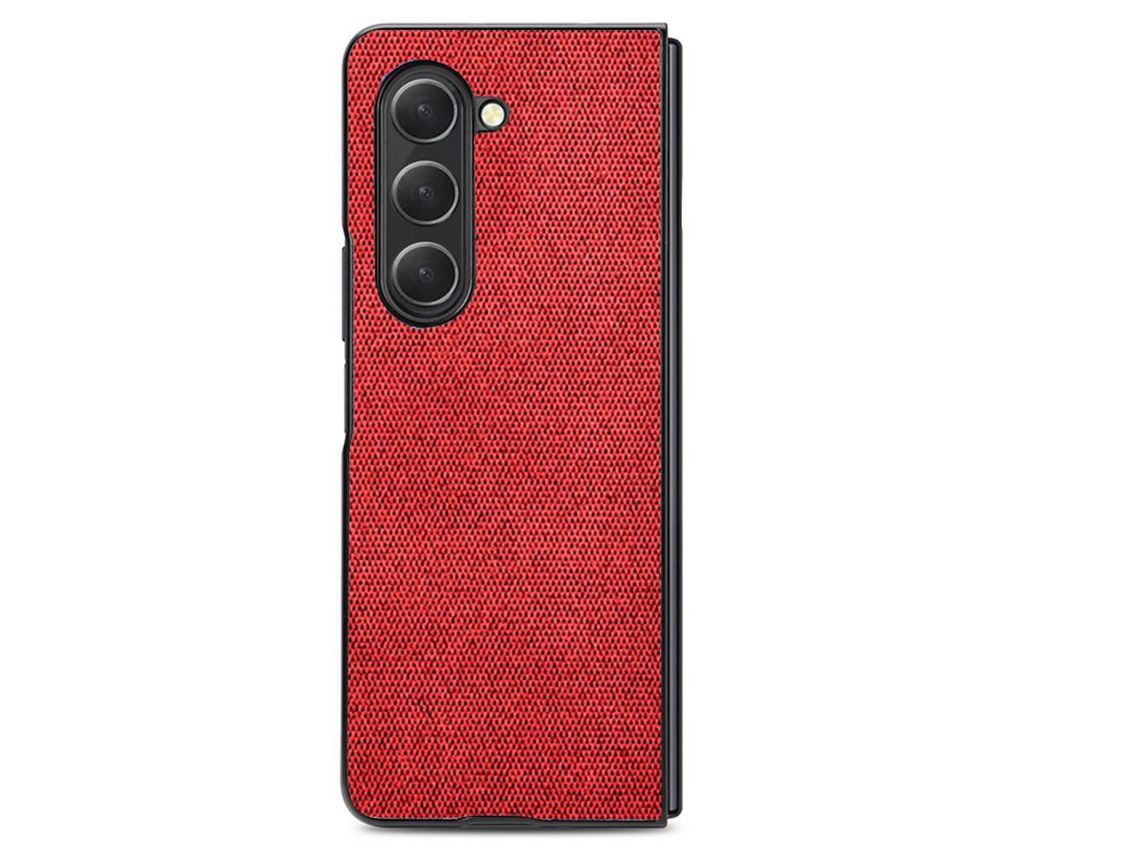 Capa para Samsung Galaxy Z Fold 5 5G Pele Sintética Vermelho
