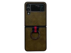 Capa para Samsung Galaxy Z Flip 4 5G Pele Sintética Verde