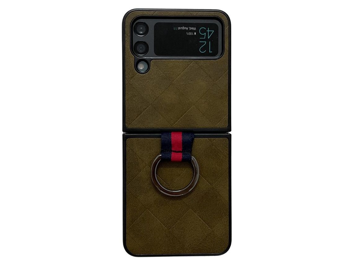 Capa para Samsung Galaxy Z Flip 4 5G Pele Sintética Verde