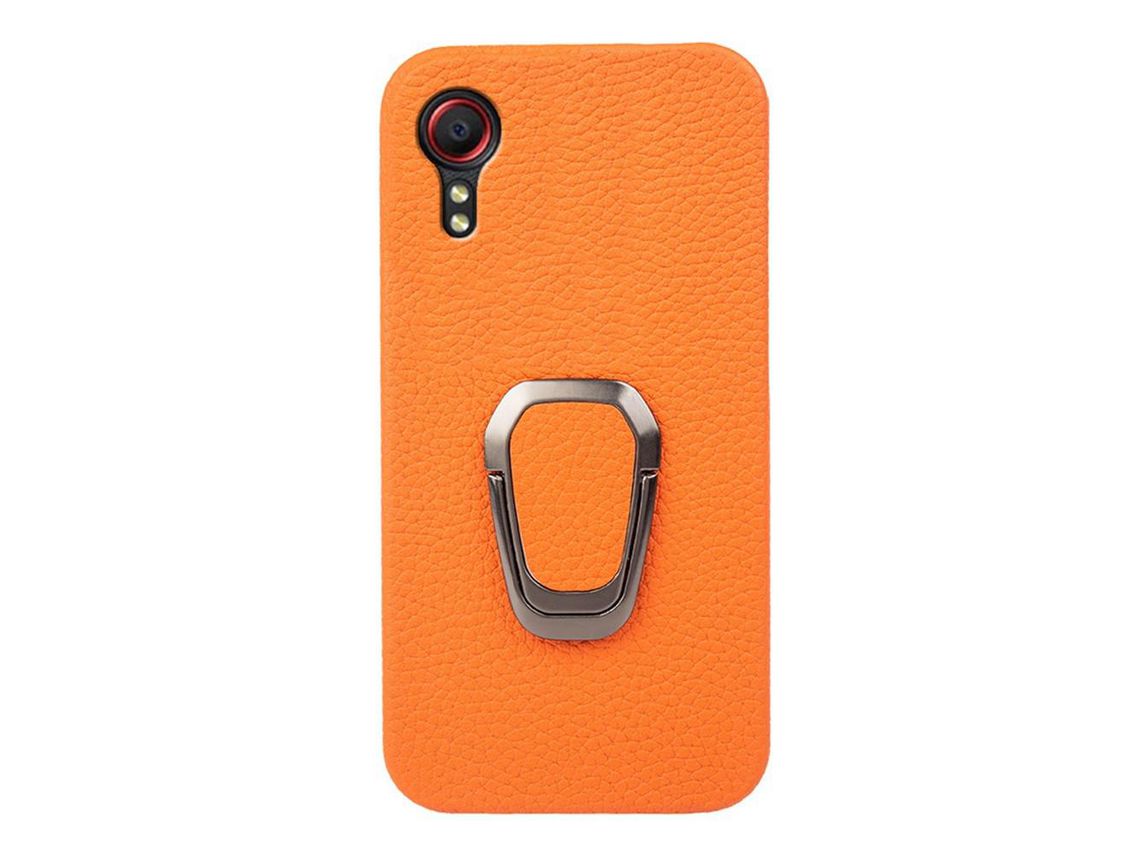 Capa para Samsung Galaxy 5 Pele Sintética com Anel de Suporte Amarelo