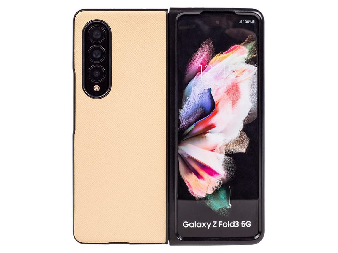 Capa para Samsung Galaxy Z Fold 4 5G Pele Sintética Anti-Riscos Amarelo