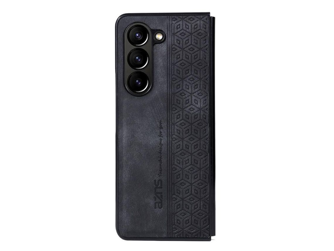 Capa para Samsung Galaxy Z Fold 5 5G AZNS Pele Sintética Preto