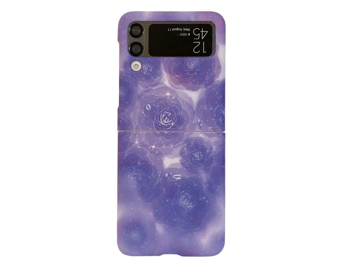 Capa para Samsung Galaxy Z Flip 4 5G Pele Sintética Roxo