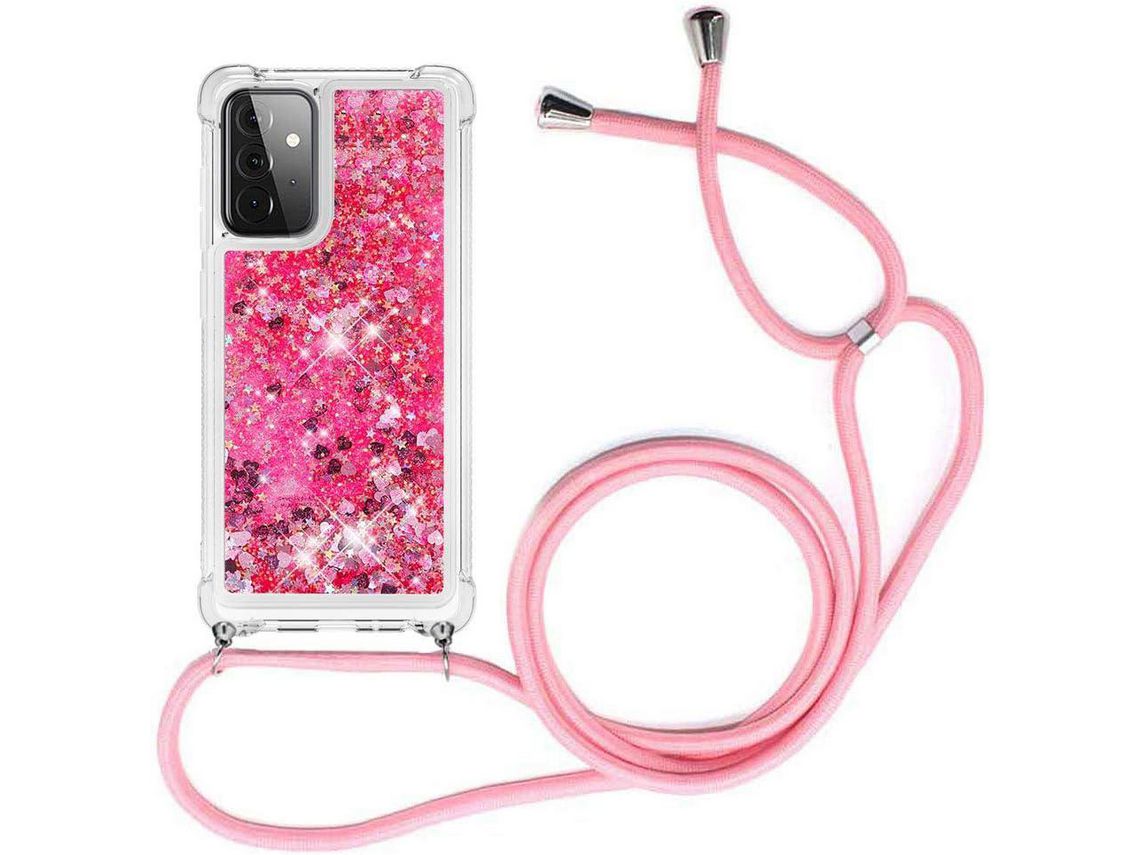 Correia Colar Líquido Brilhante para Samsung Galaxy A72/A72 5G HONGWE. Transparente