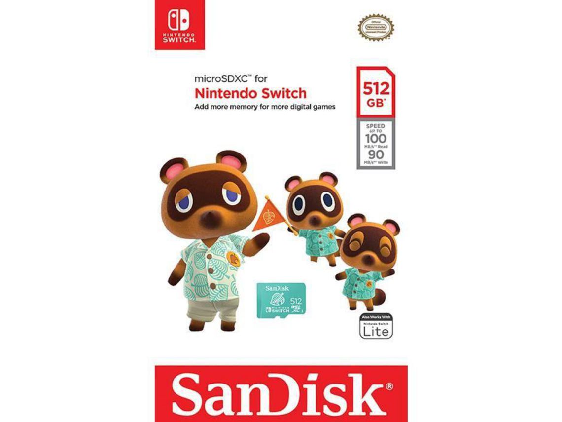 Cartão de Memória SANDISK Animal Crossing Leaf Edition 512Gb Microsdxc Uhs-I para Nintendo Switch Switch Lite e Switch Oled