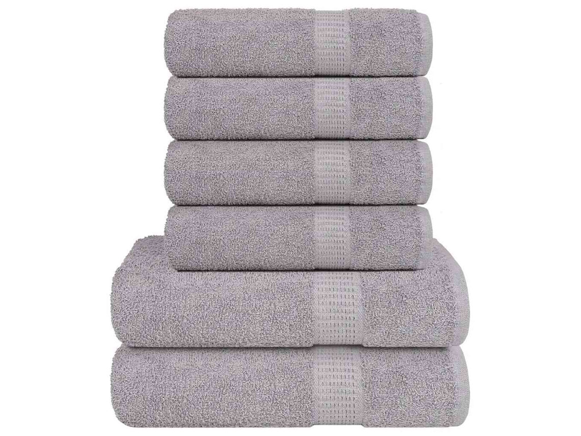 Vidaxl 6pcs Conjunto De Toalhas Frogn 360 G/m² Cinza