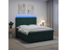 Vidaxl Cama Box Spring Com Colchão Verde-escuro 140 X 200 Cm Veludo
