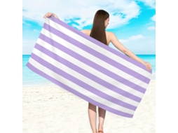 Yuysan Toalha De Praia Listrada Em Microfibra, Alta Absorção E Secagem Rápida, 180x90cm, Modelo St018, Cor Roxo