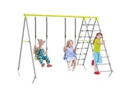 Balanço infantil 4 em 1, com 2 assentos, escada de escalada, rede, verde S/MARCA