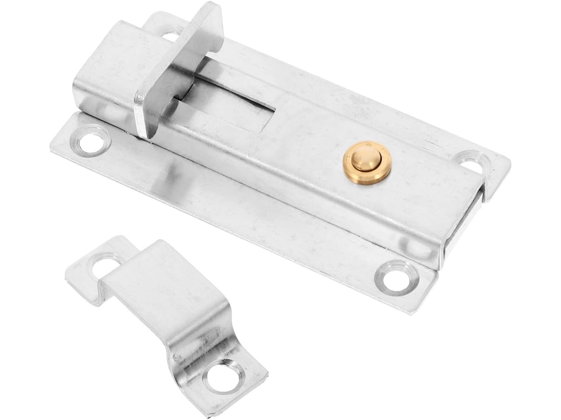 Fecho De Porta Fomiyes Em Aço Inoxidável Com Retorno Automático, Prateado, Distância Entre Furos De 65, 8mm,