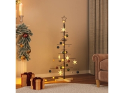 Vidaxl Árvore De Natal De Metal Com Base Em Madeira 120 Cm Preto