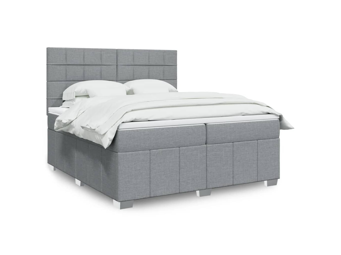 Vidaxl Cama Com Molas/colchão 200x200 Cm Tecido Cinza-claro
