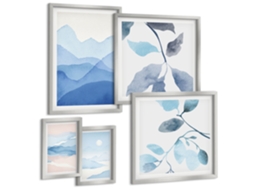 Composição De Quadros Na Parede Frutas Cítricas Tropicais Retrô Moldura Prateada Quadros Para A Sala De Estar Espelharte (conjunto De 5 Imagens)