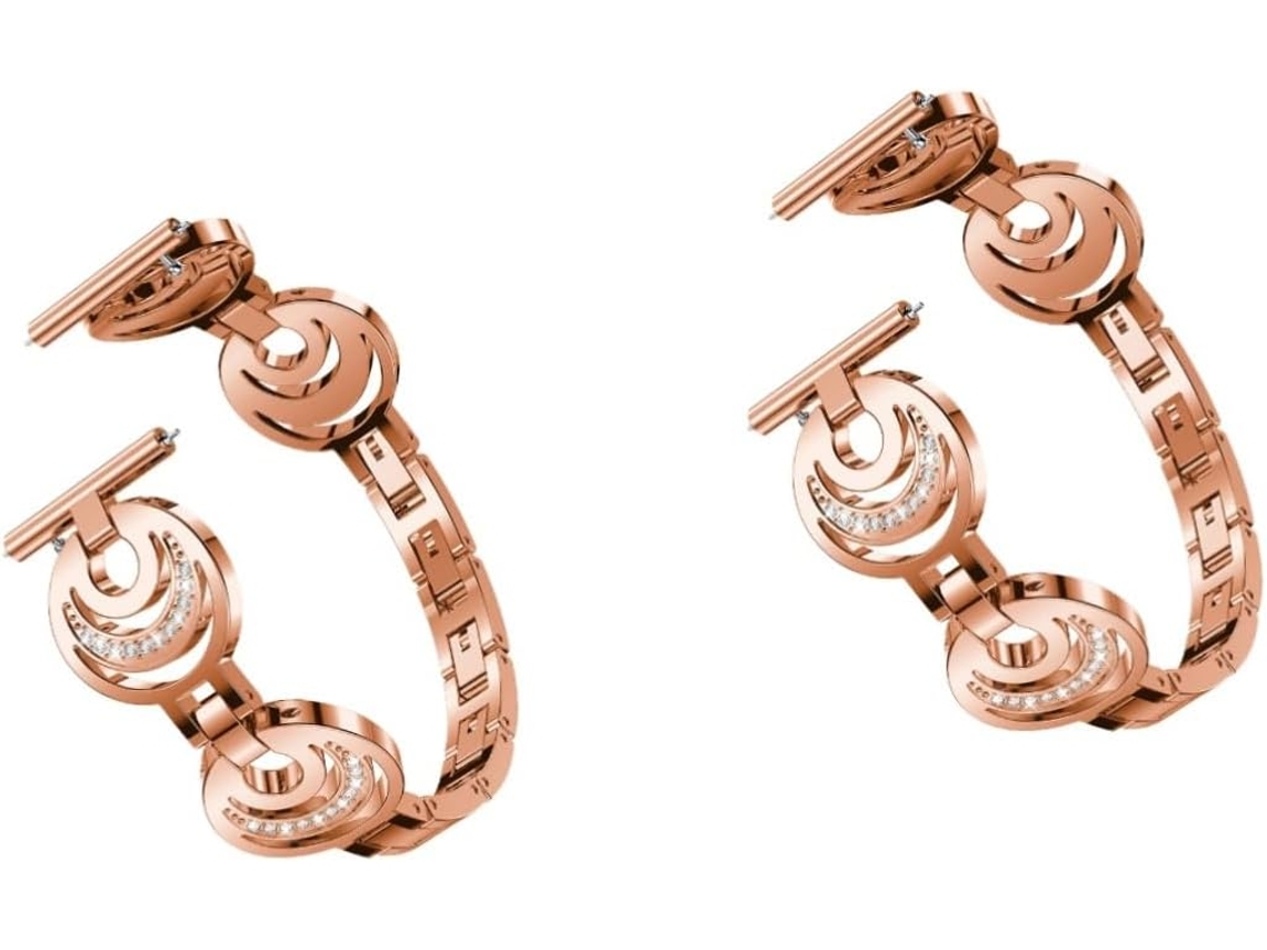 2 Pulseiras De Relógio Em Aço Inoxidável Com Cristais Brilhantes No