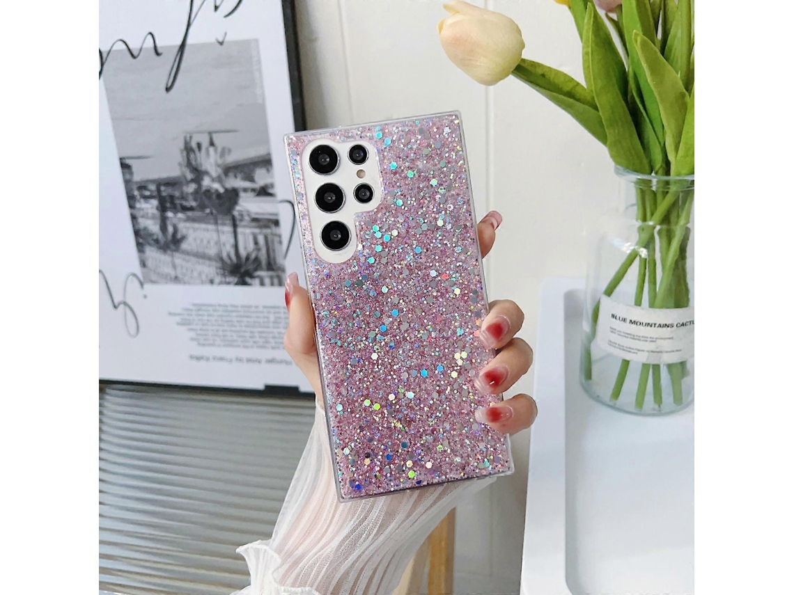 Capa De Celular De Tpu Com Glitter E Cola Para Samsung Galaxy S23 Ultra 5g