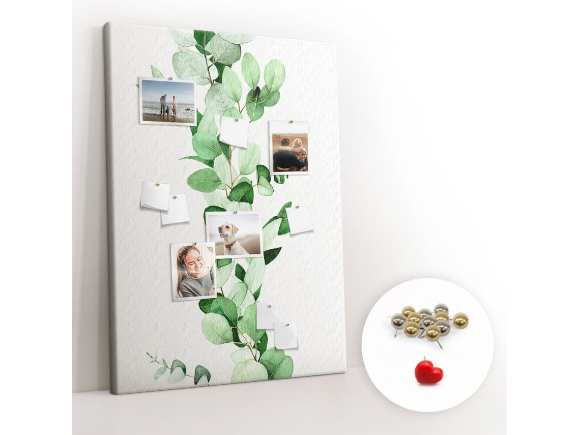 Painel De Cortiça Para Parede Ramo De Planta Com Folhas Para O Escritório Espelharte (100x140 Cm)