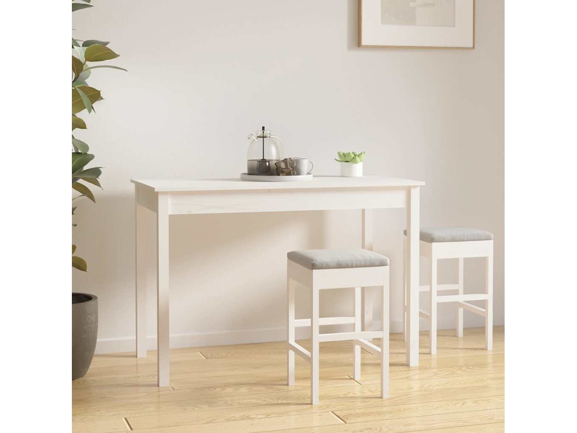 Vidaxl Mesa De Jantar 110x55x75 Cm Madeira De Pinho Maciça Branco