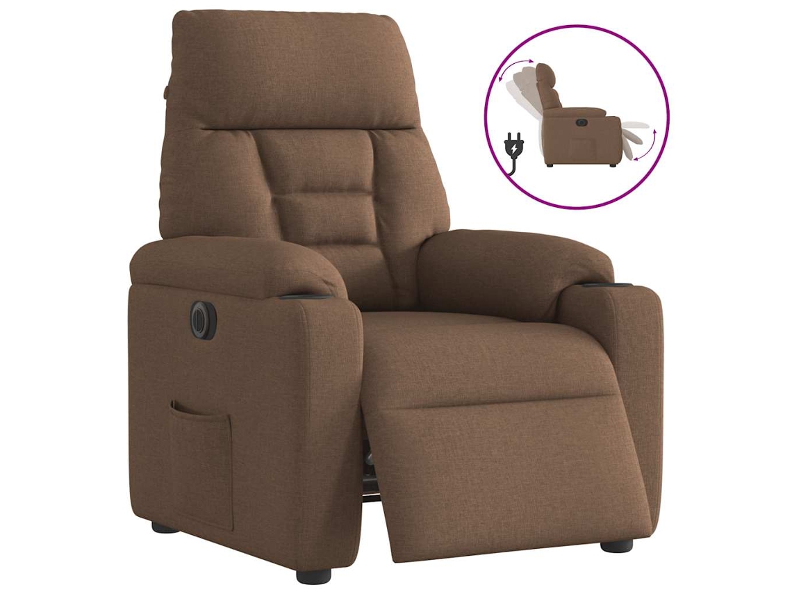 Electric Recliner Chair, Electric Recliner Chairs Vidaxl Marrom Tecido