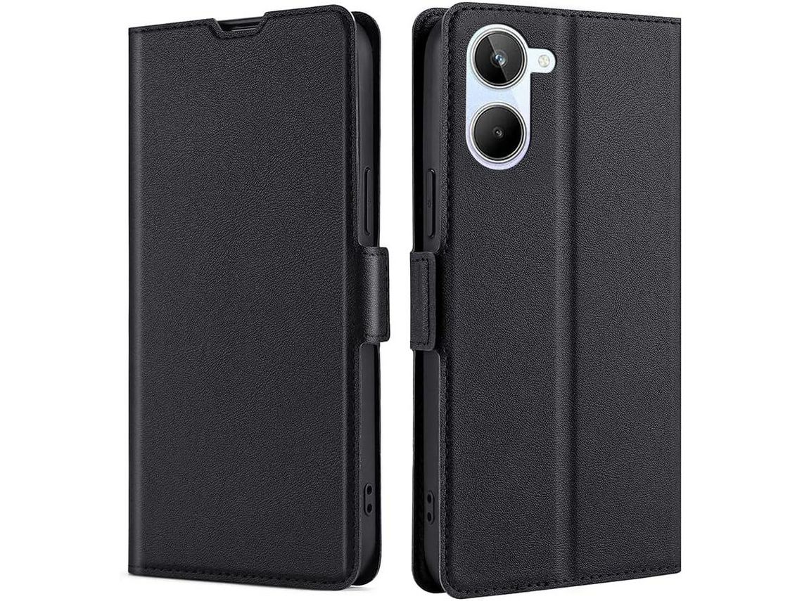 Capa Fólio para Realme 10 4G HONGWE. com Porta-Cartões Premium Preto